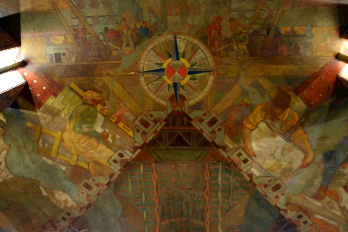 16 Chrysler Building Ceiling Transport and Human Endeavor Mural By Edward Trumbull